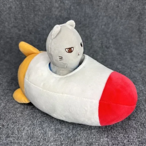 MINISO Life Space Series Rocket Plush Toy With Kitten - 11" Red Yellow Blue - Picture 2 of 7